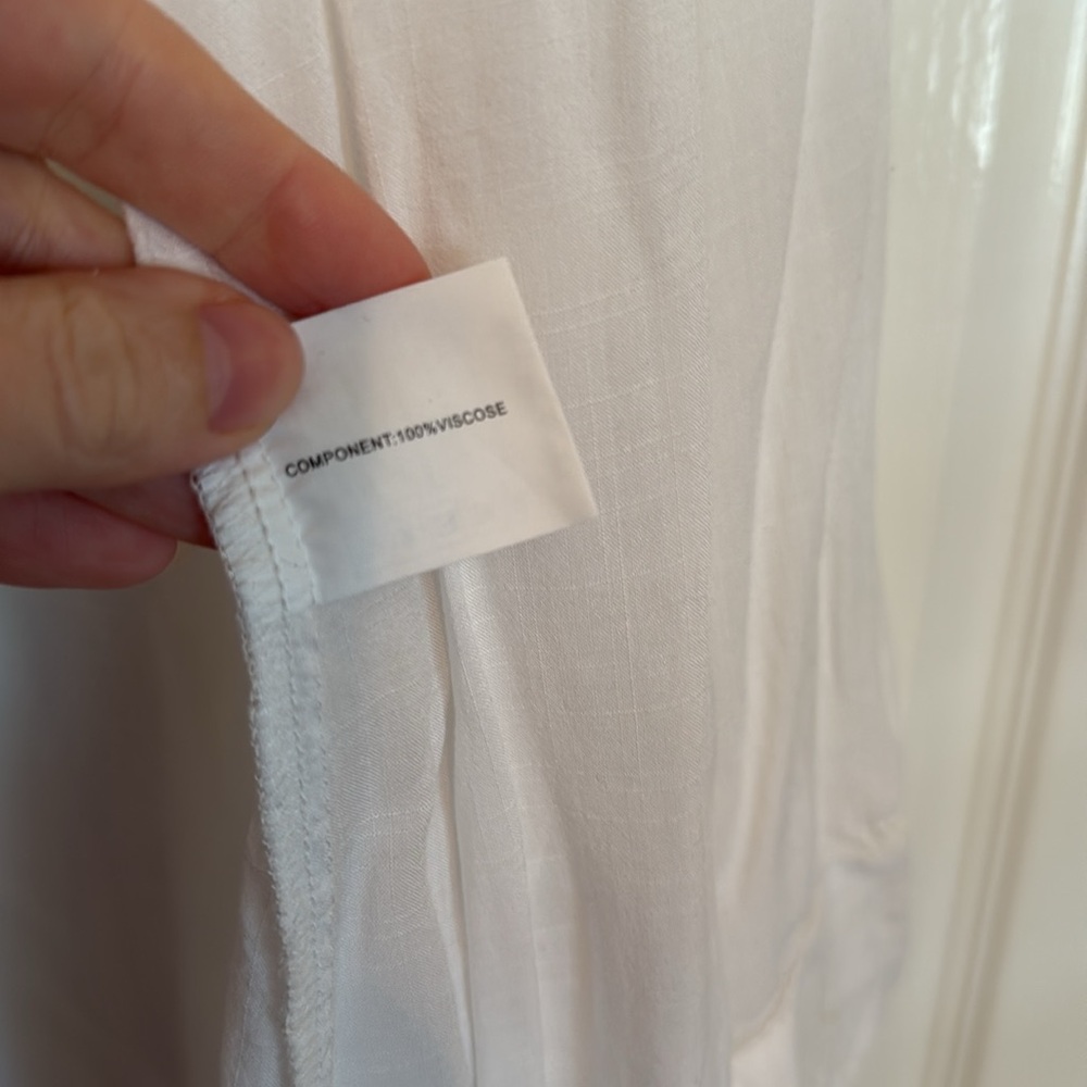 White Sheer Button Down Blouse Lightweight Beach Cover Up Shirt Medium - Picture 9 of 11